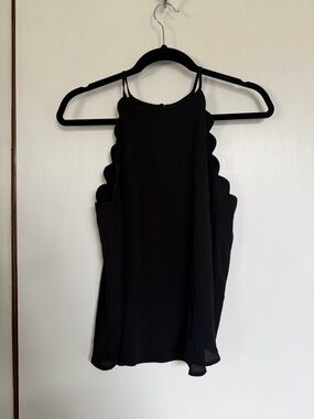 mine Black Scalloped Halter Tank